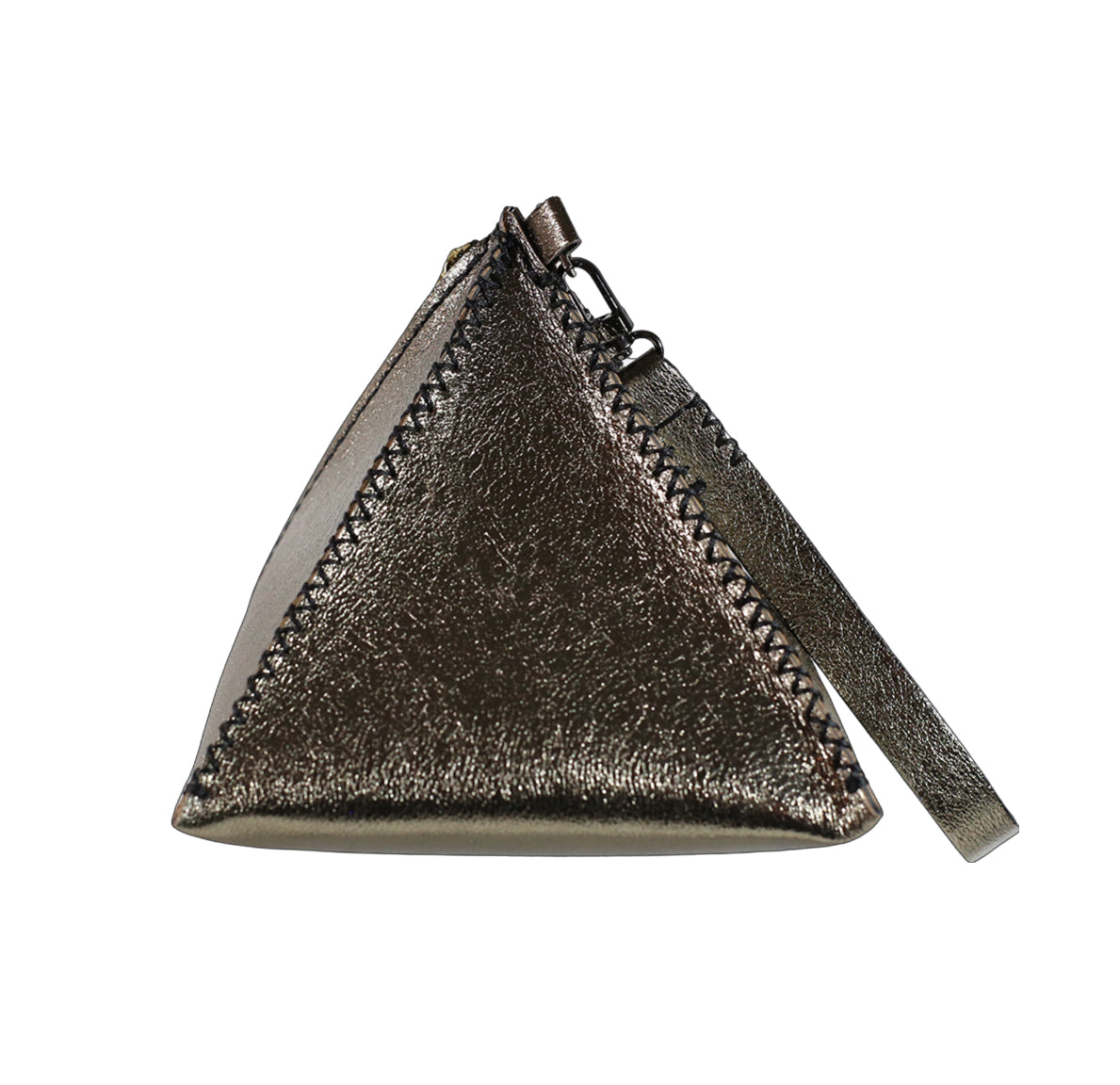 CLEO WRISTLET IN PYRAMID SHAPE METALLIC BRONZE LEATHER