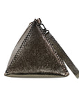 CLEO WRISTLET IN PYRAMID SHAPE METALLIC BRONZE LEATHER