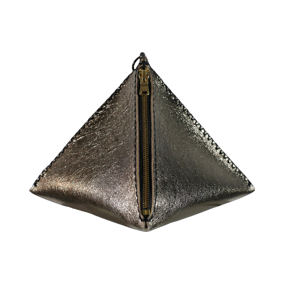 CLEO WRISTLET IN PYRAMID SHAPE METALLIC BRONZE LEATHER