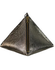 CLEO WRISTLET IN PYRAMID SHAPE METALLIC BRONZE LEATHER