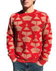 DELTA MERINO CREW NECK PULLOVER in RED CAMEL