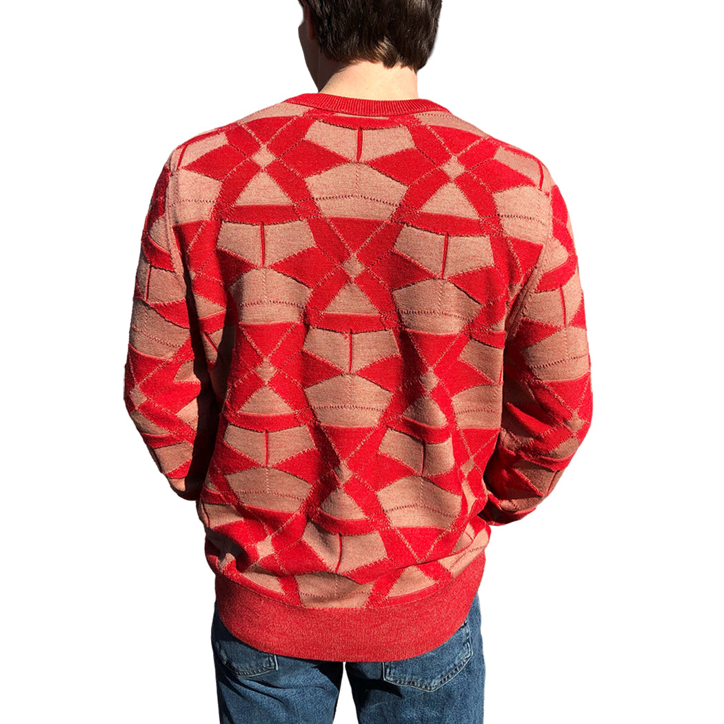 DELTA MERINO CREW NECK PULLOVER in RED CAMEL