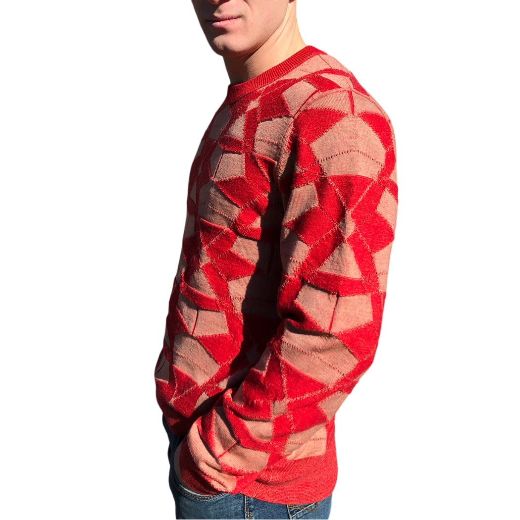 DELTA MERINO CREW NECK PULLOVER in RED CAMEL