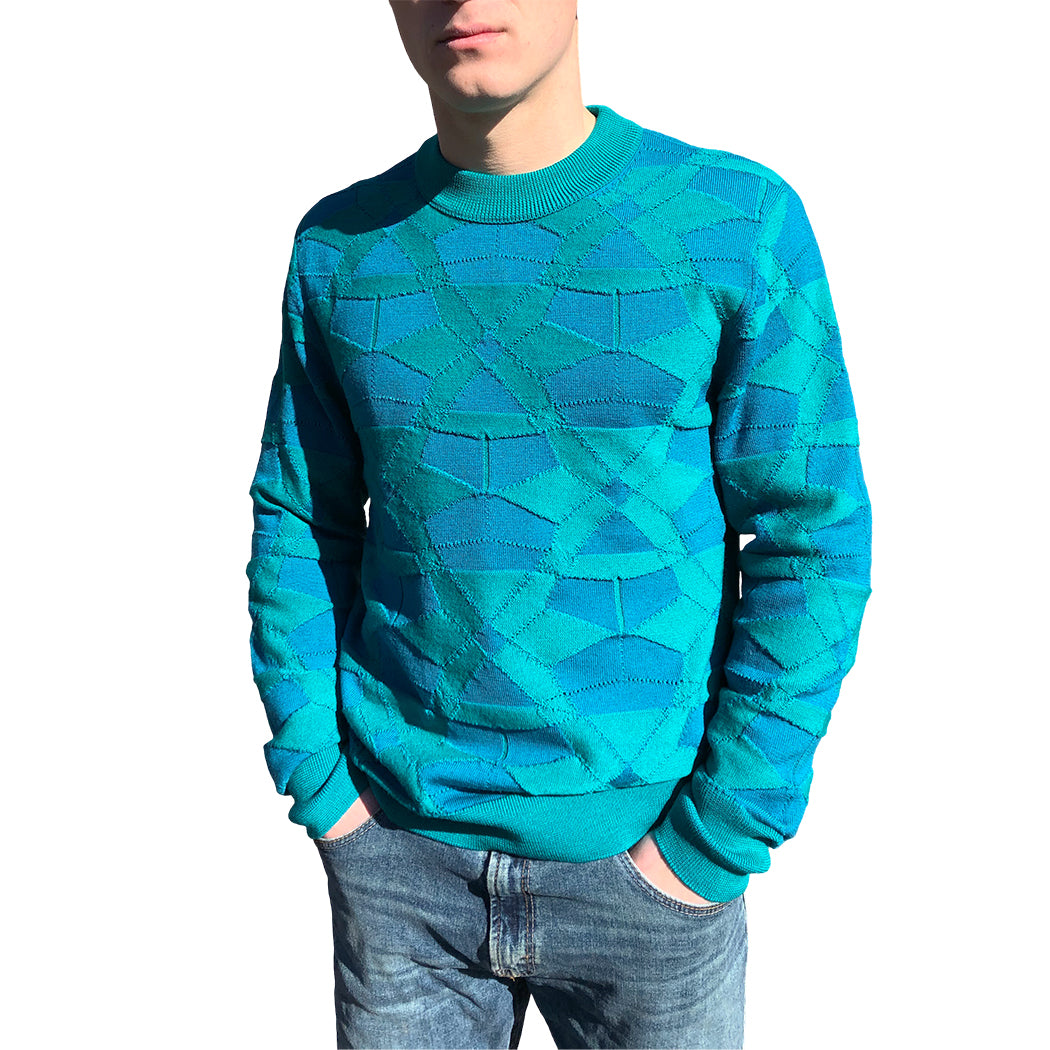 DELTA MERINO CREW NECK PULLOVER in TEAL JADE