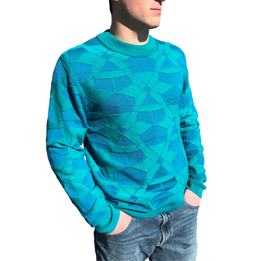 DELTA MERINO CREW NECK PULLOVER in TEAL JADE