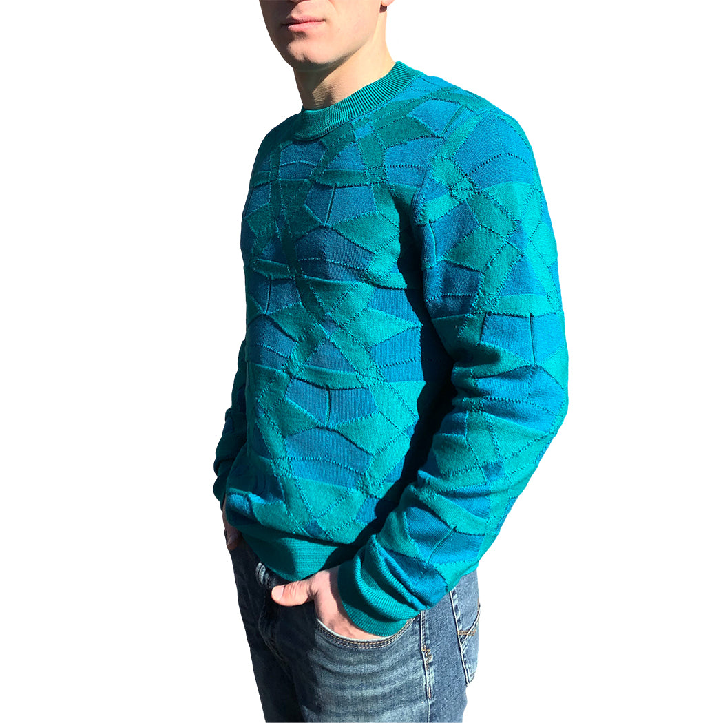 DELTA MERINO CREW NECK PULLOVER in TEAL JADE