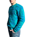 DELTA MERINO CREW NECK PULLOVER in TEAL JADE