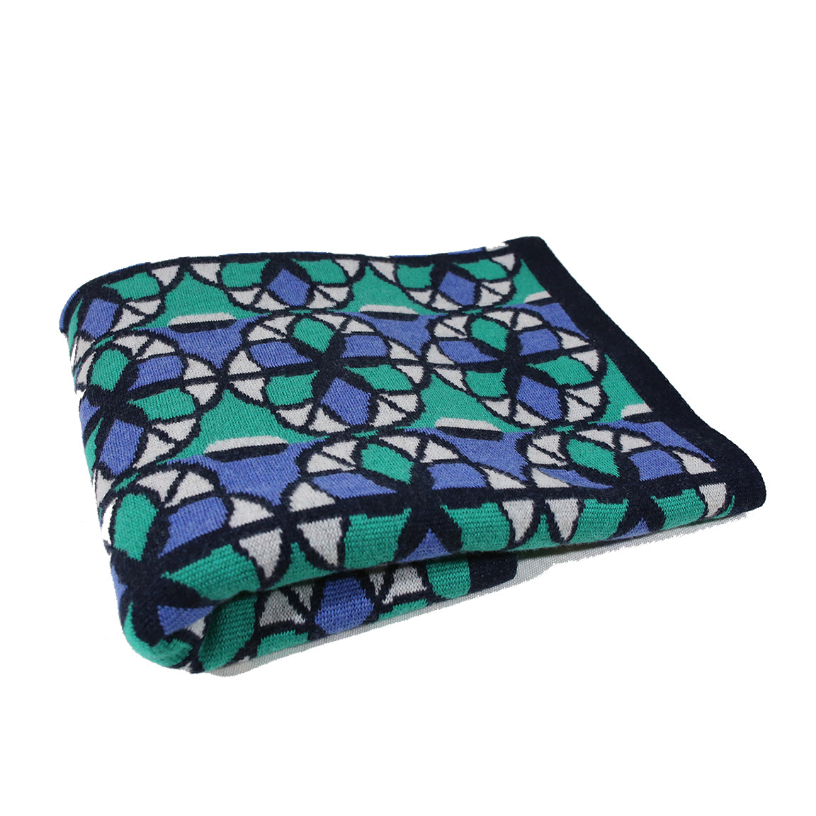 FLOWER OF LIFE SCARF IN BLUE EMERALD