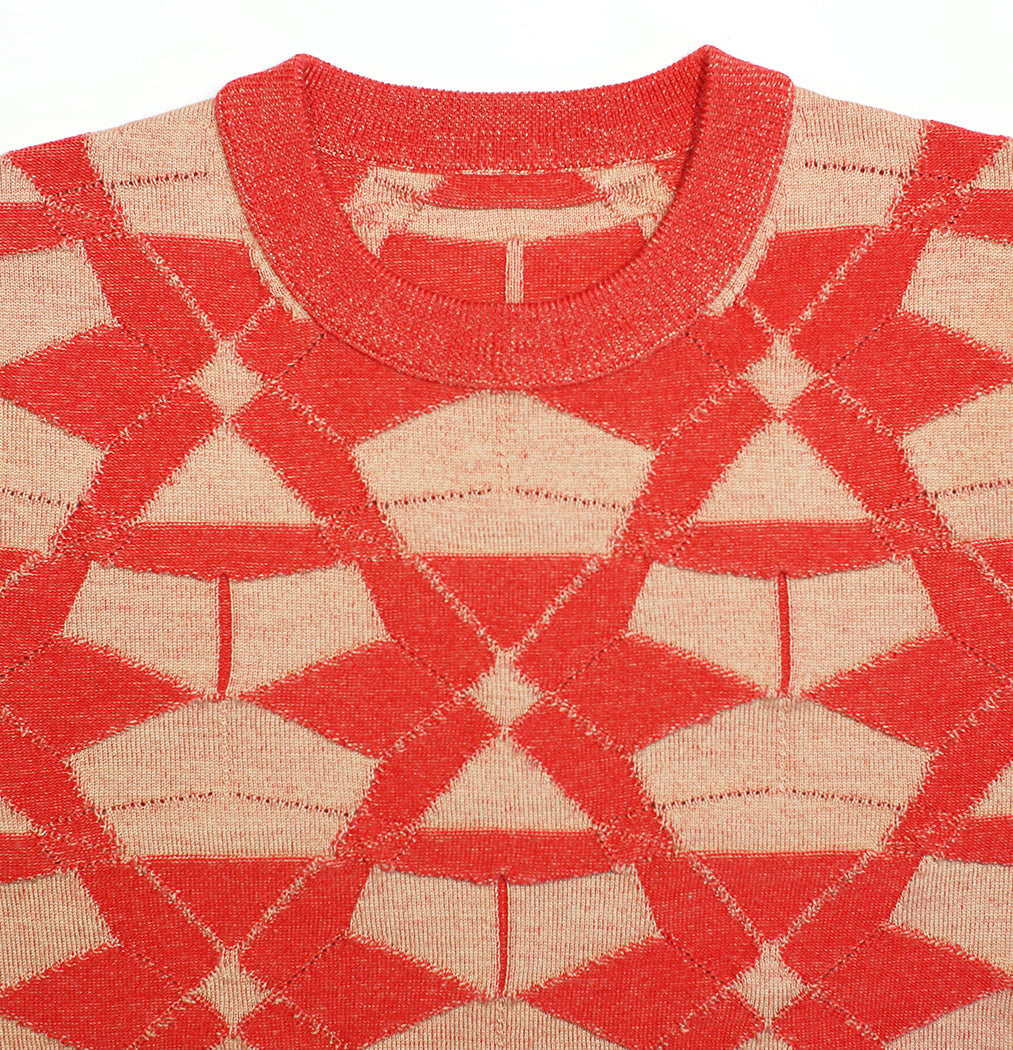 DELTA MERINO CREW NECK PULLOVER in RED CAMEL