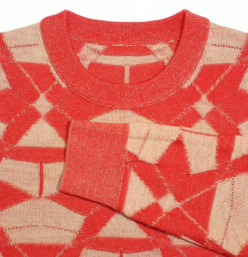 DELTA MERINO CREW NECK PULLOVER in RED CAMEL