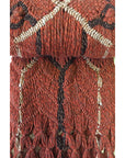 BEATRIX ARTISANS-MADE PURE CASHMERE MACRAME' SCARF IN RUST COCOA BEIGE